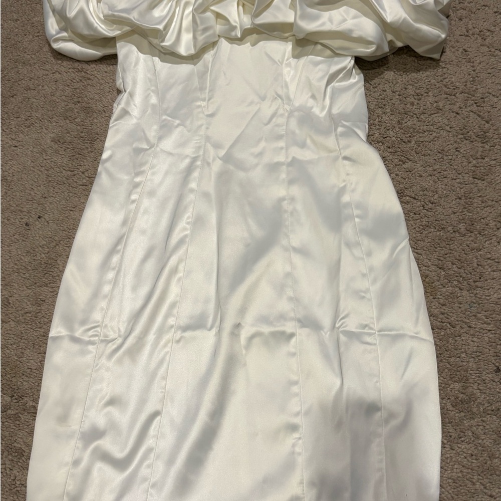 Elegant White Satin Dress